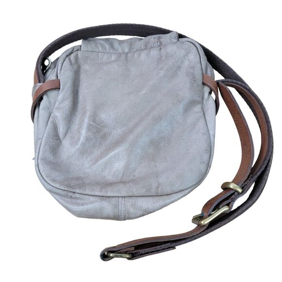 JAS MB Gray Leather Messenger SATCHEL Saddle Bag Vintage Crossbody Y2k Crossbody - Picture 2 of 9